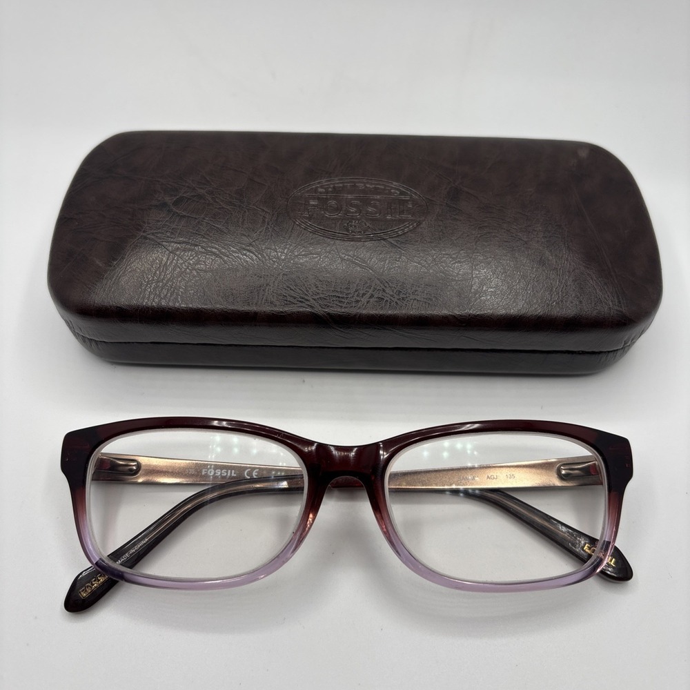 Fossil  Eyeglasses Sammy AGJ Brown Violet Frames (51-16-135) w/case